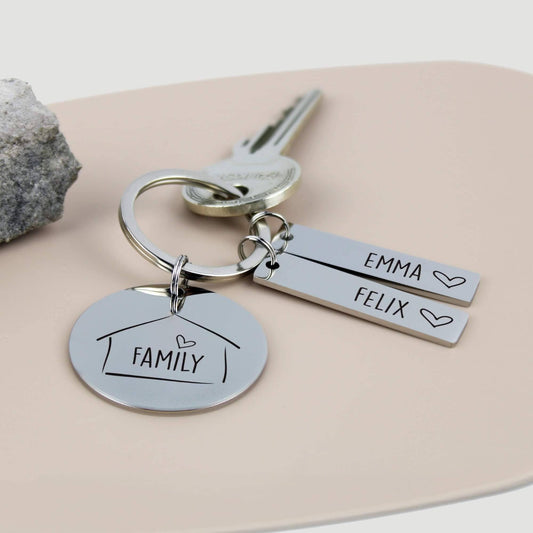 Schlüsselanhänger personalisiert für Familie - Family mit Namensgravur aus Edelstahl - Create4me