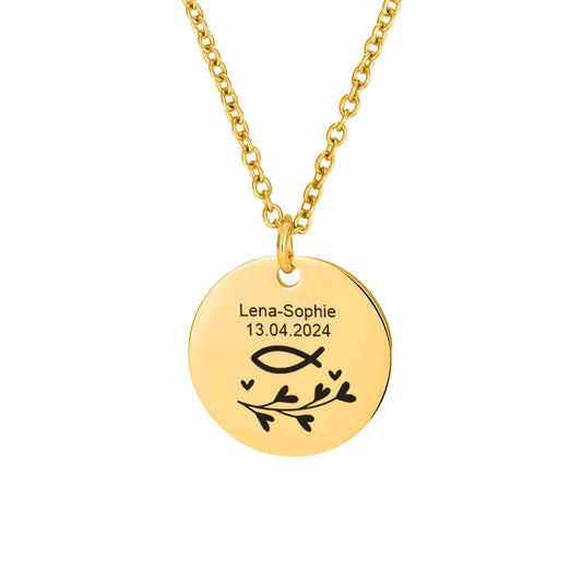 Halskette personalisiert für Kommunion, Konfirmation Gold