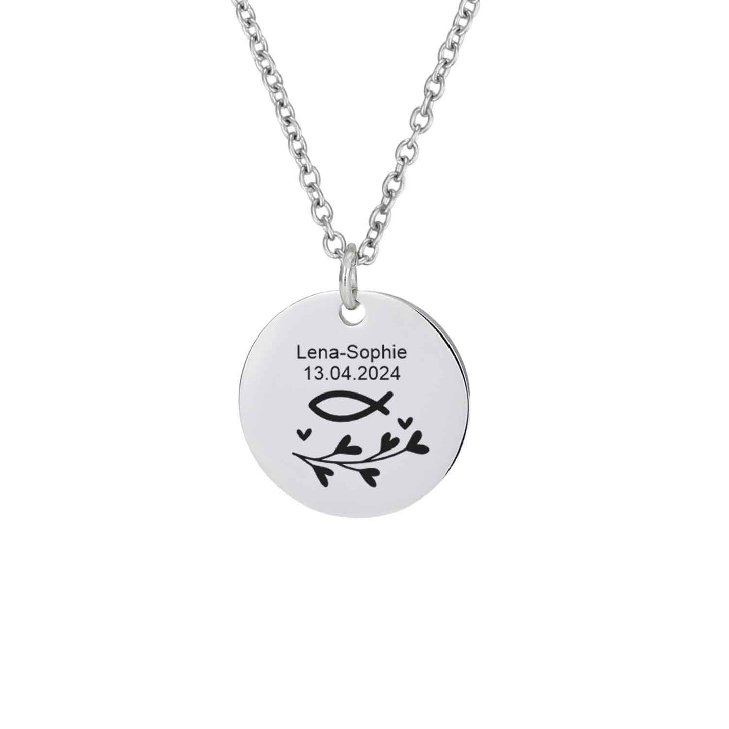 Halskette personalisiert für Kommunion, Konfirmation Silber