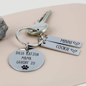 Katzenmama - Schlüsselanhänger personalisiert mit Katzennamen - - personalisiertes Geschenk - Gravur19