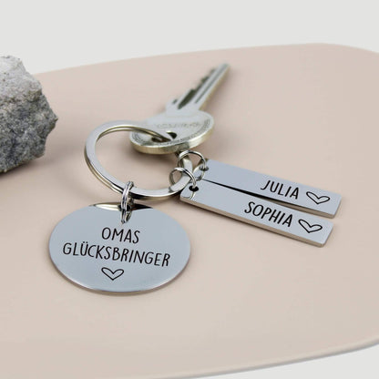 Schlüsselanhänger aus Edelstahl personalisiert für Oma - Omas Glücksbringer - Create4me