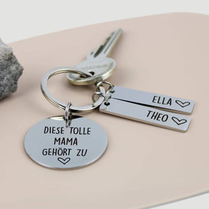 Diese tolle Mama gehört zu - Personalisierter Schlüsselanhänger - personalisiertes Geschenk - Gravur19